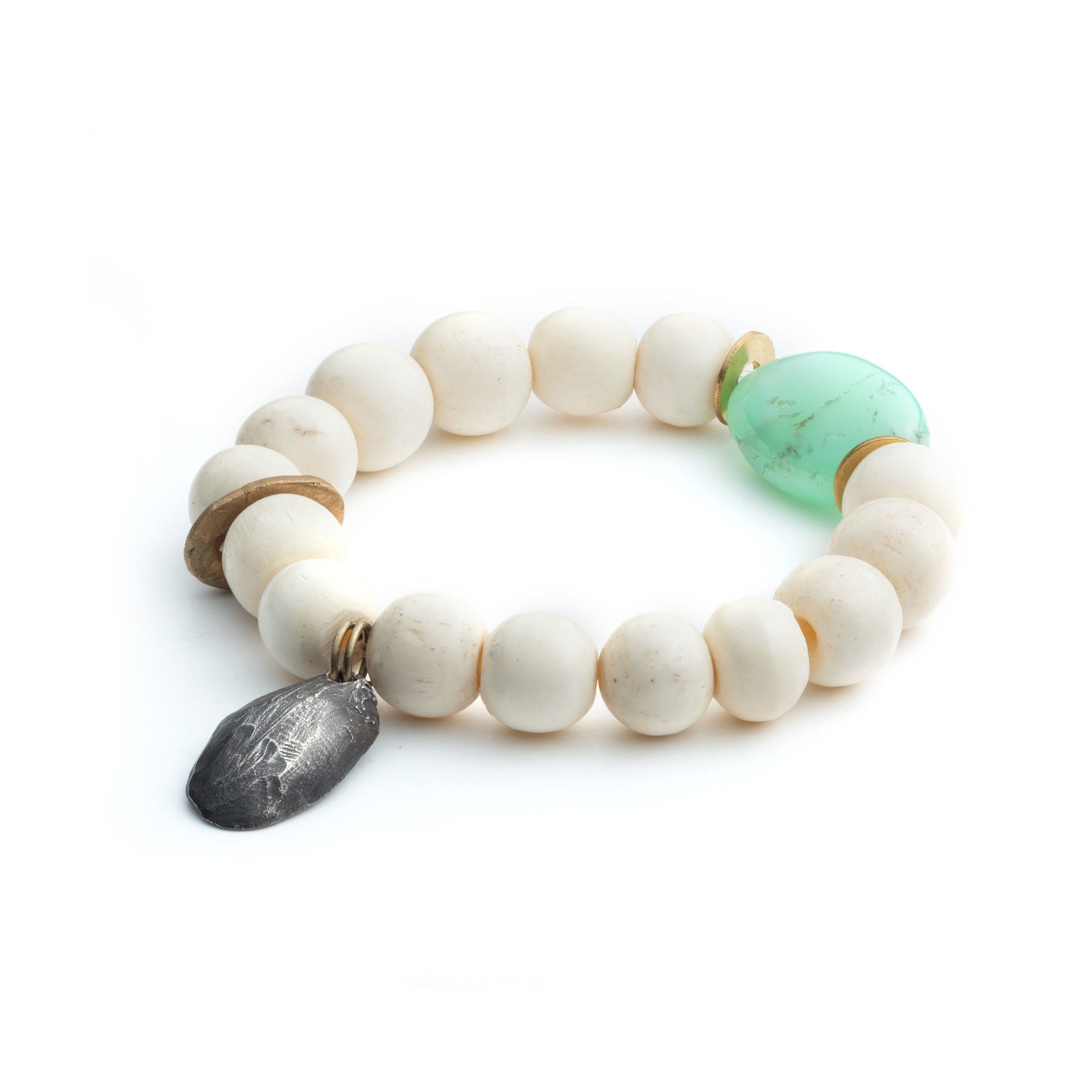 Chrysoprase and Vintage Bone Bracelet