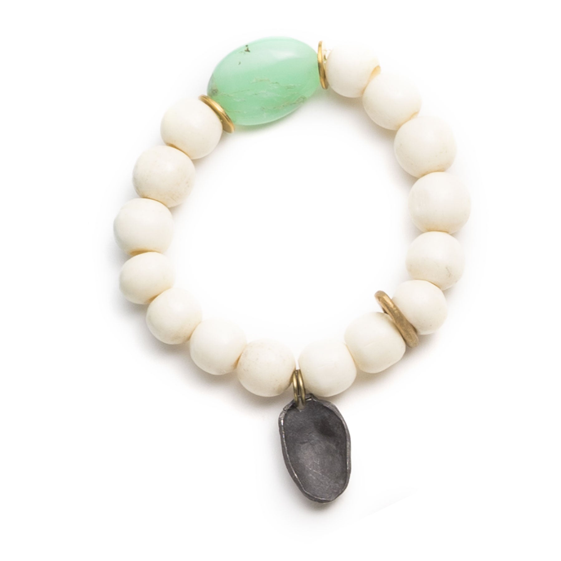 Chrysoprase and Vintage Bone Bracelet