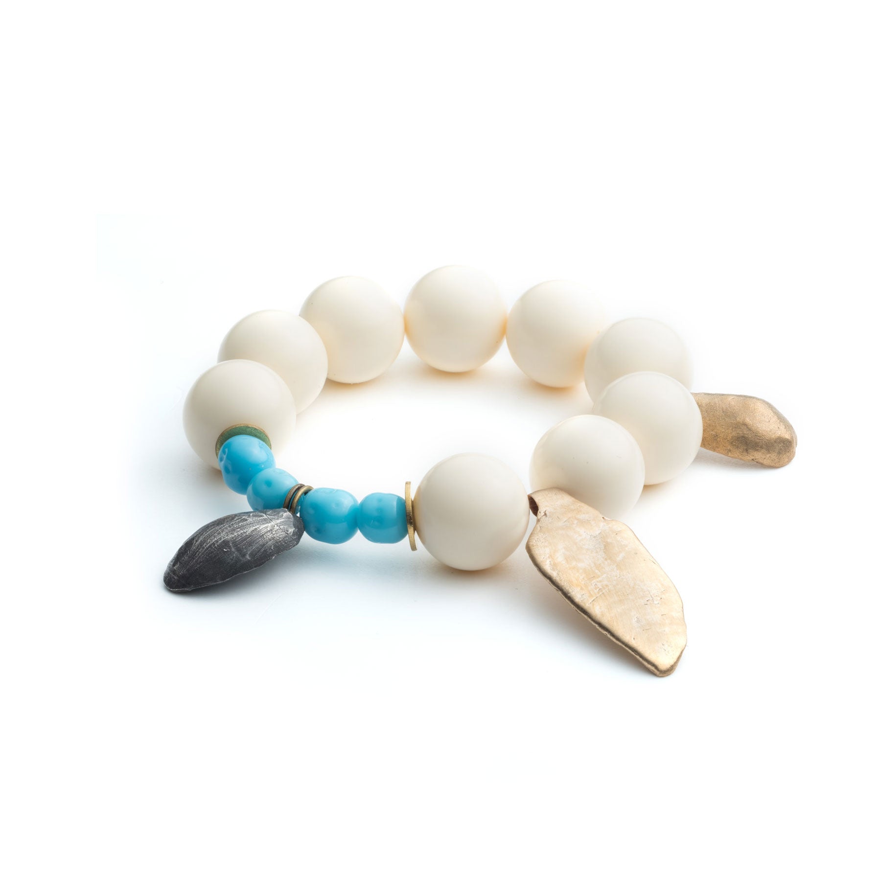 Triple Charm and Vintage Lucite Bracelet