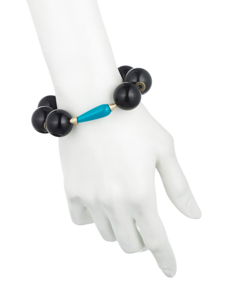 LARGE BLACK LUCITE AND TURQUOISE