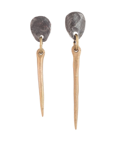 Silver and Bronze Dagger Earrings