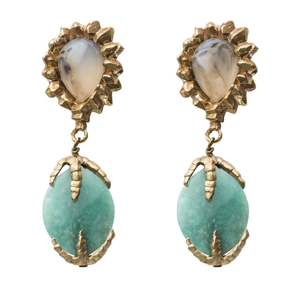 DECO AGATE AND CHRYSOPRASE EARRINGS