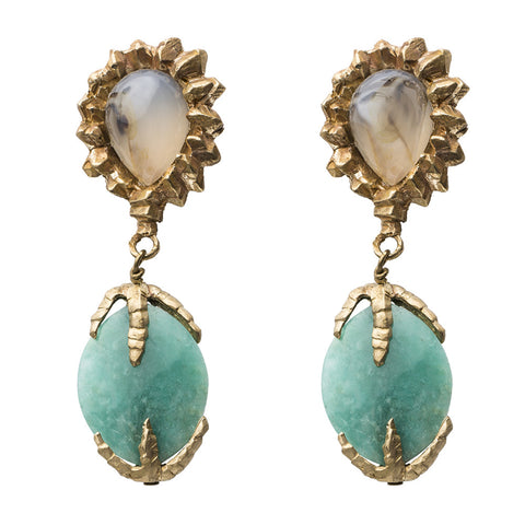 DECO AGATE AND CHRYSOPRASE EARRINGS