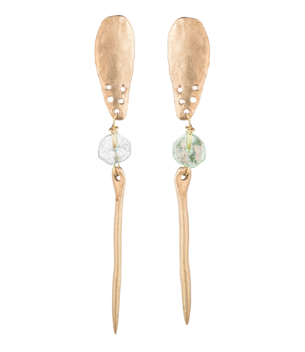 Ovals and Ancient Glass Earrings
