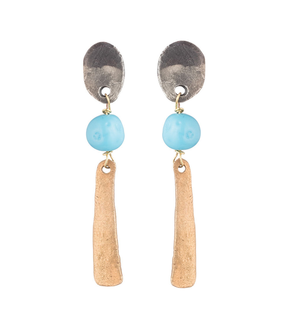 Slab and Vintage Glass Earrings