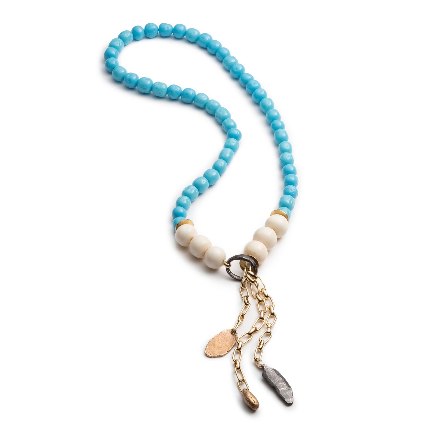 Triple Charms and Vintage Glass Necklace