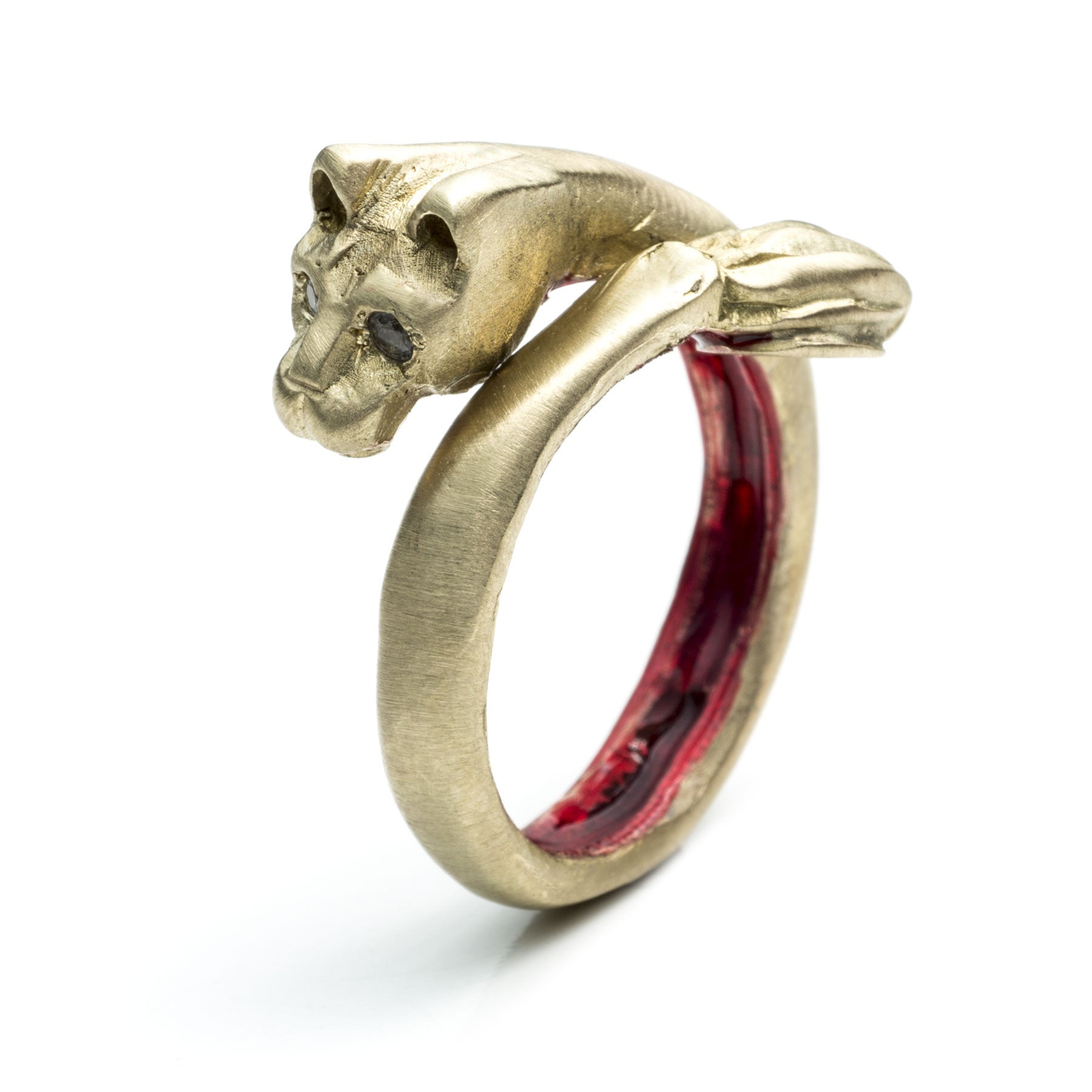 ENAMELED PLAYING CAT RING